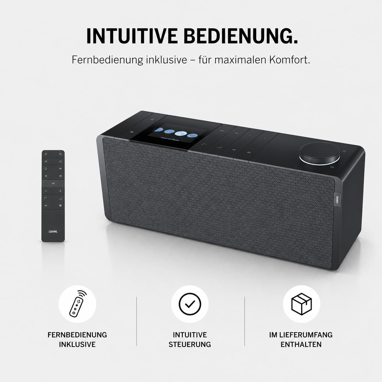 Loewe klang s1 basaltgrau, Stereo Smartradio, 80 Watt, DAB, DAB+, UKW, Audio Streaming, Bluetooth, Internetradio, Digitalradio, WLAN Radio für 149€ (-63%)