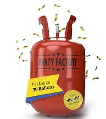 Party Factory Helium Gasflasche (200L, für ca. 30 Ballons) für 23€ (-18%)