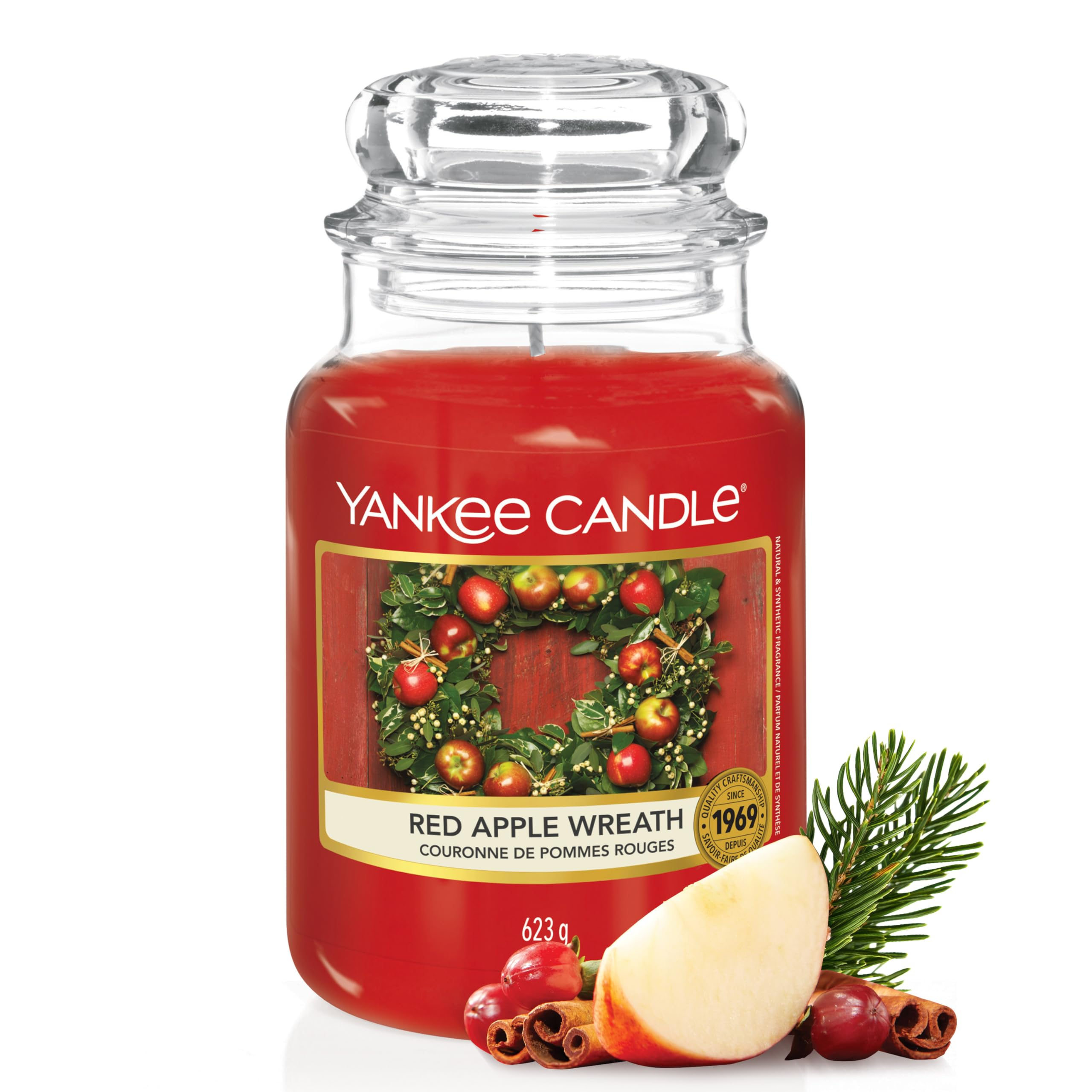 Yankee Candle Duftkerze im Glas (groß) | Red Apple Wreath für 16€ (-36%)