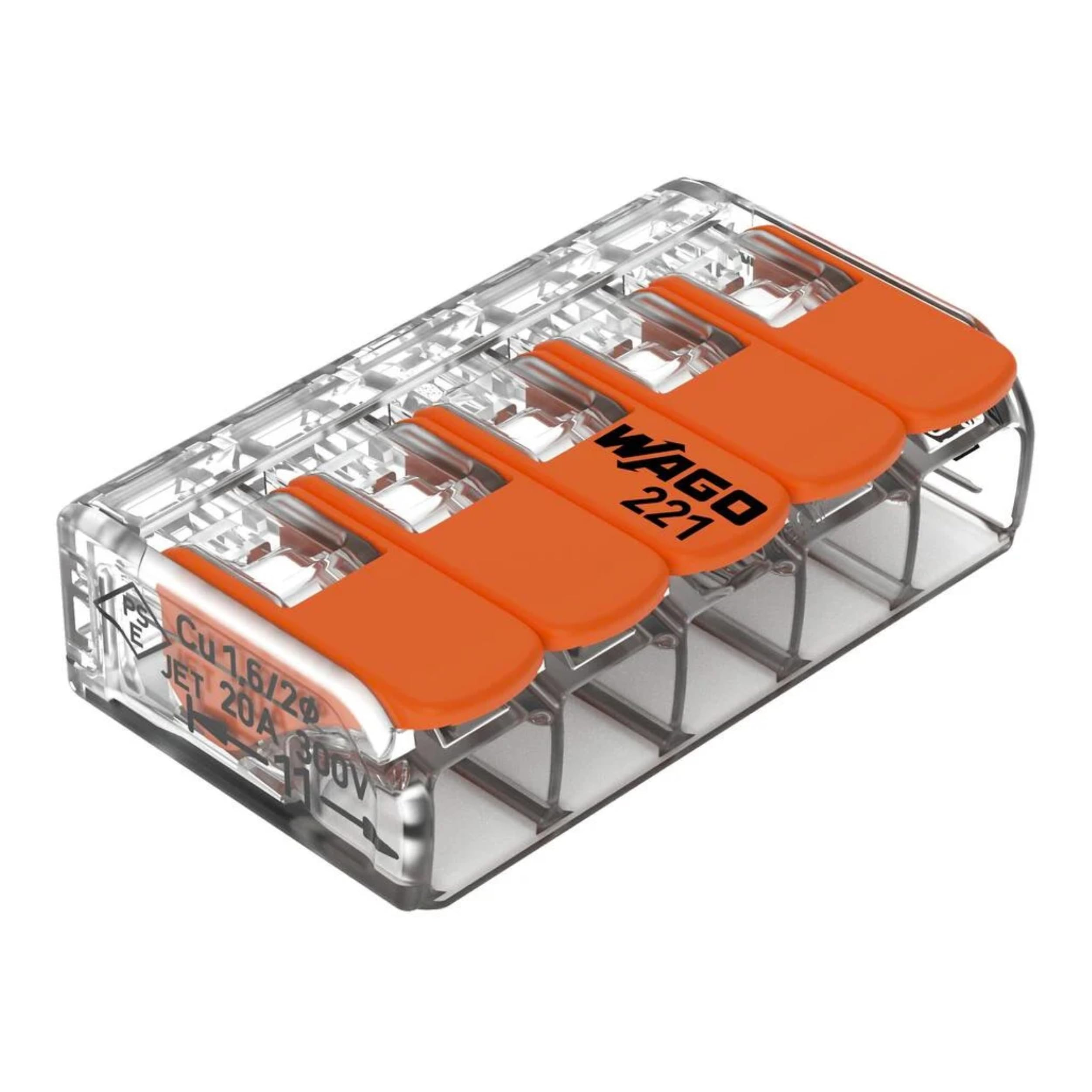 WAGO Verbindungsklemmen 221-415 | 5 Leiter, bis 4 mm², 25 Stück, COMPACT Kabelverbinder mit Hebeln für alle Leiter weltweit @ für 12€ (-22%)