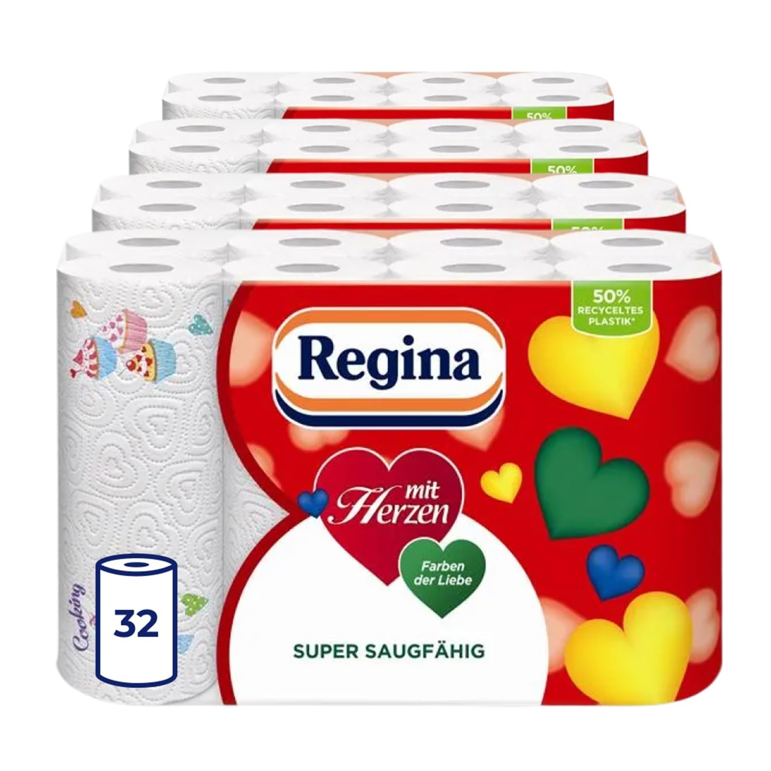 (persönliche Empfehlung) 32x Regina „mit Herzen“ Haushaltstücher / Küchentücher / Küchencrepes – Marke billiger als Diskonter für 21€ (-27%)