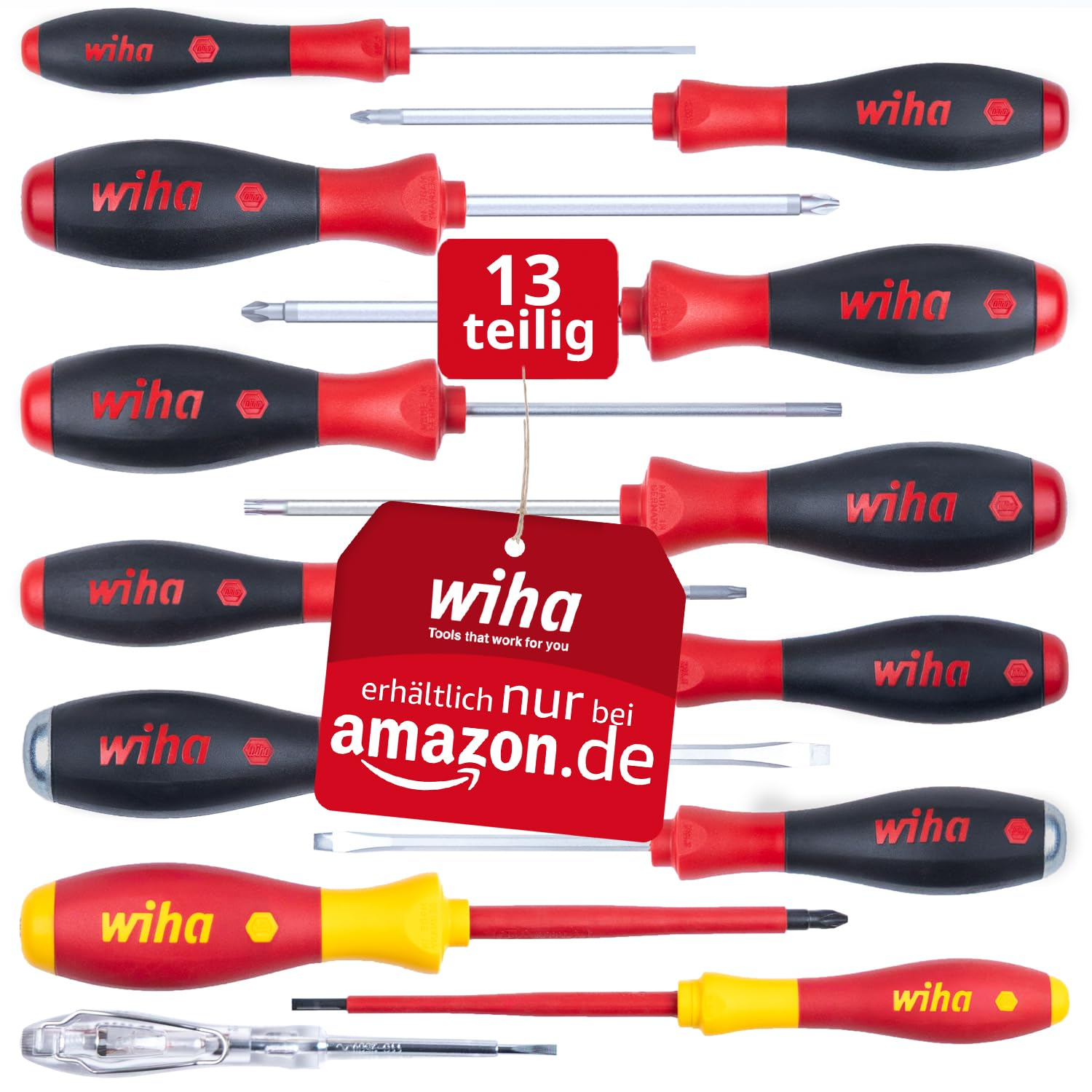 Wiha Schraubendreher Set 13-teilig I VDE geprüftes Werkzeug für Elektriker I mit Schlitz-, Kreuz- & Torx, Schlagkappe & Phasenprüfer für 30€ (-28%)