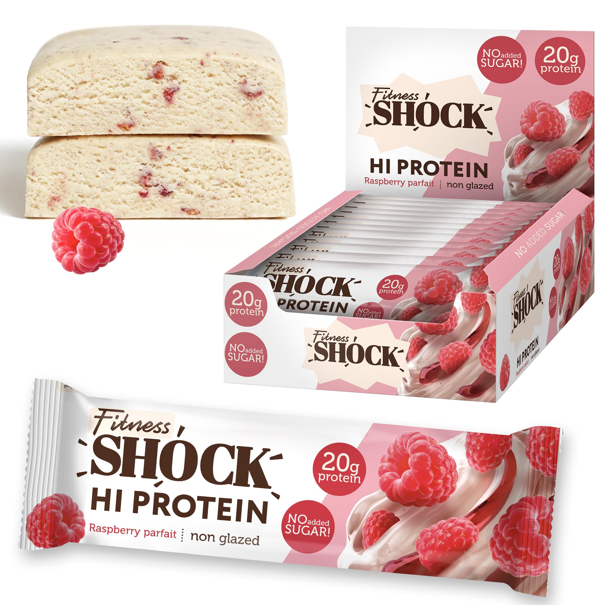 FitnesSHOCK High Proteinriegel Set mit hohem 20g Proteingehalt Eiweißriegel für 9€ (-55%)