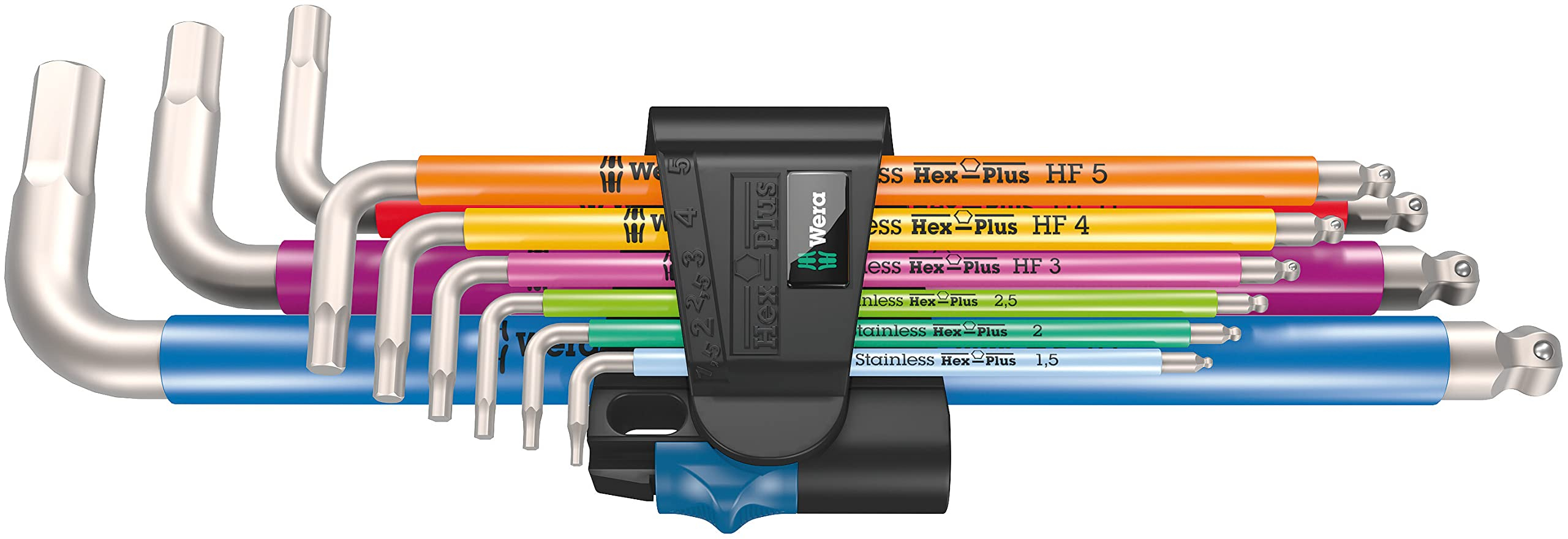 [amazon] Wera – 05022699001 – Winkelschlüssel Satz, 3950/9 Hex-Plus Multicolour HF Stainless 1 metrisch, Edelstahl Haltefunktion 9-teilig für 38€ (-12%)