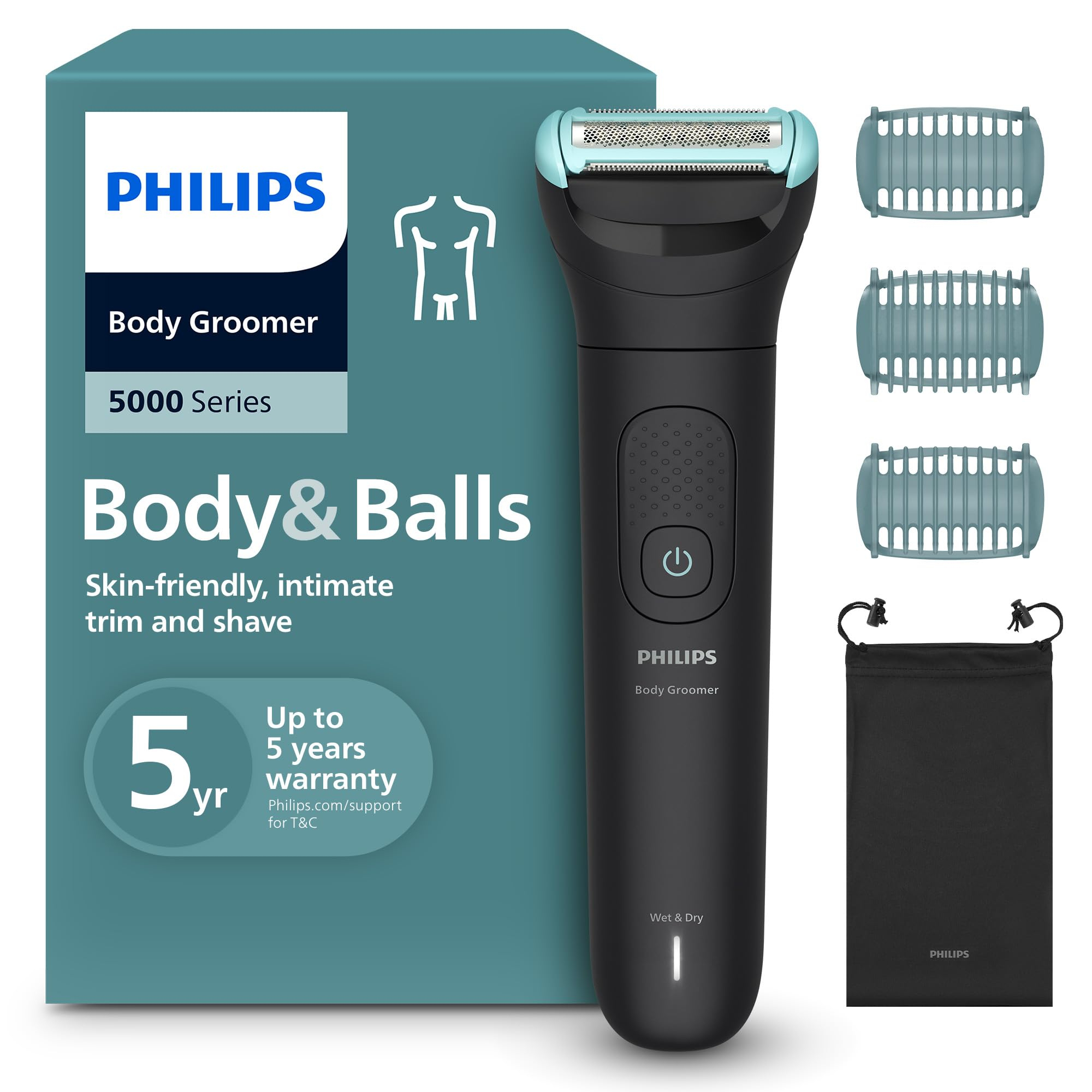 Philips Bodygroom Series 5000 – Body & Balls – Trimmer für Männer mit Rasiersystem – 100 Min. Laufzeit, Modell BG5470/15 für 40€ (-27%)