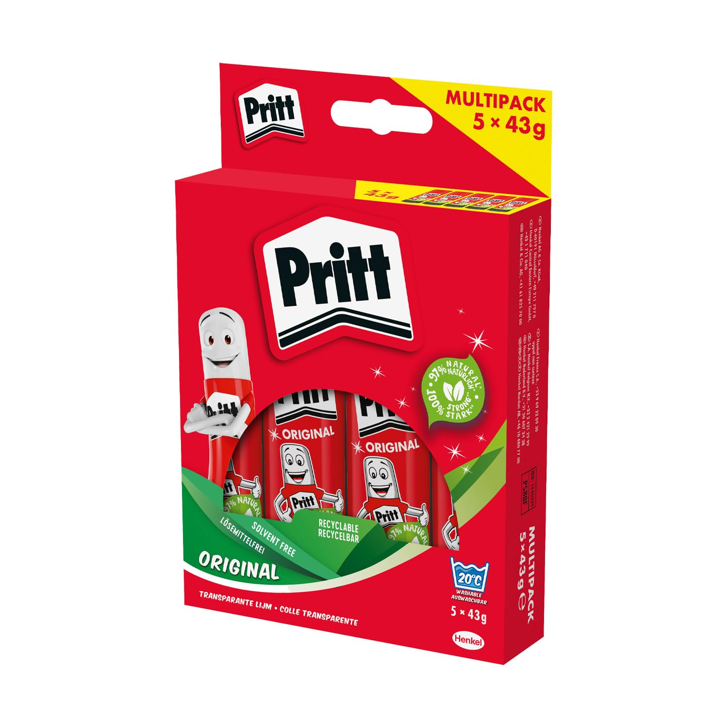 5er-Pack Pritt Klebestifte (5x 43g) für 6€ (-48%)