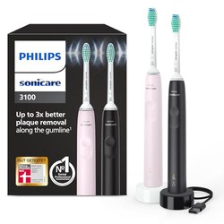 Philips Sonicare 3100 Schallzahnbürste im 2er-Pack (HX3675/15, Andruckkontrolle, Timer)