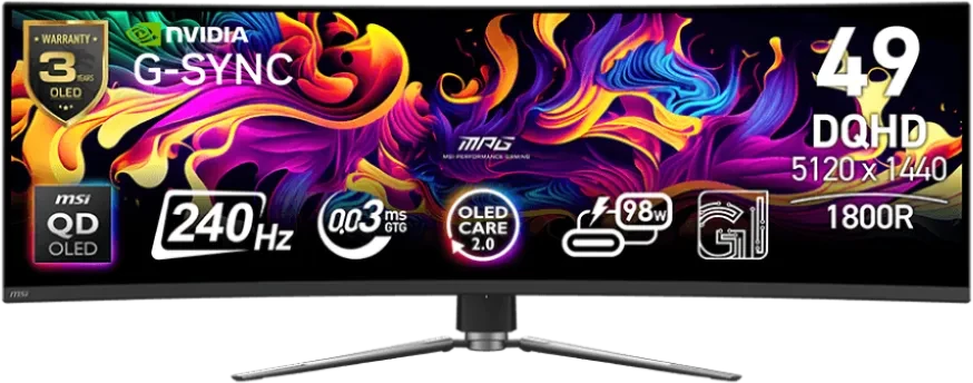 MSI MPG 491CQPXDE QD-OLED, 49″ für 1104€ (-11%)