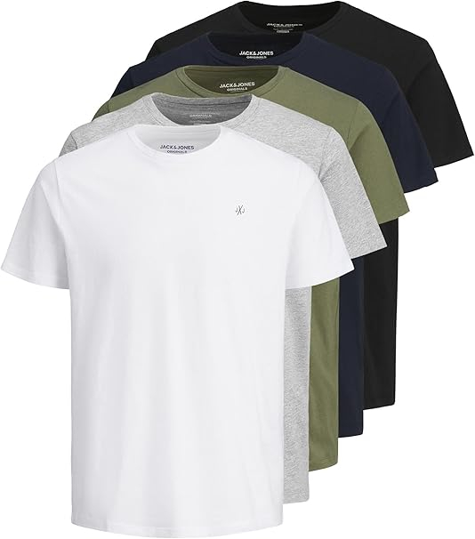 Jack & Jones 5’er Pack Jxj Short Sleeve Crew Neck T-Shirt Gr. S (3,82€ pro Shirt) 100% Baumwolle für 19€ (-58%)