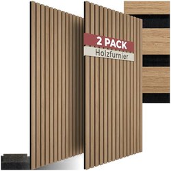 tectake Akustikpaneele Eiche 2er-Set (Echtholzfurnier)
