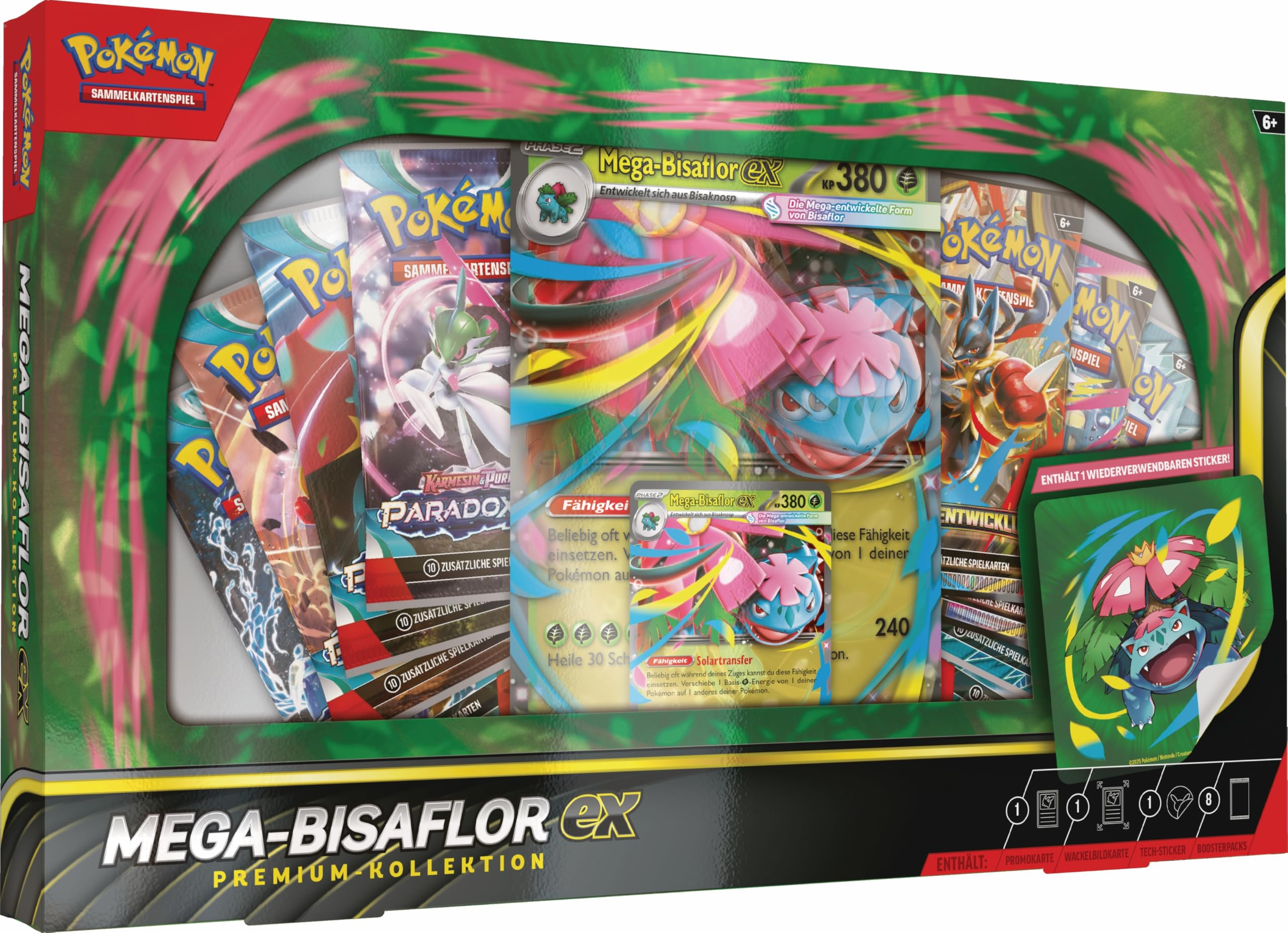 Pokémon Kollektion Mega-Bisaflor-ex (1 holografische Promokarte, 1 überdimensionale Promo-Wackelbildkarte & 8 Boosterpacks) (Einladung)