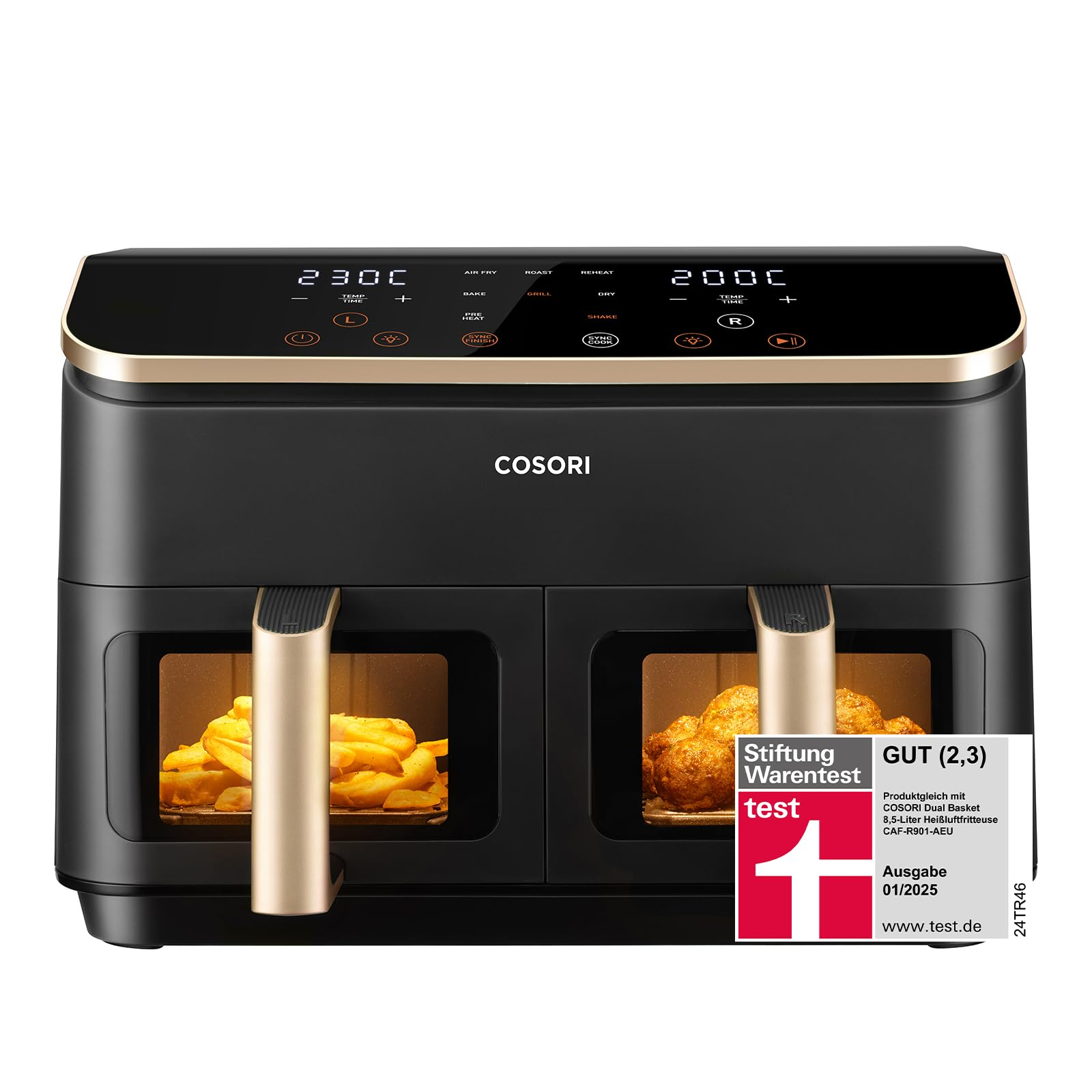 COSORI Dual Zone Airfryer 8,5L (2 Kammern, Sichtfenster, 6-in-1) | 73,80€ Amazon Retourenkauf