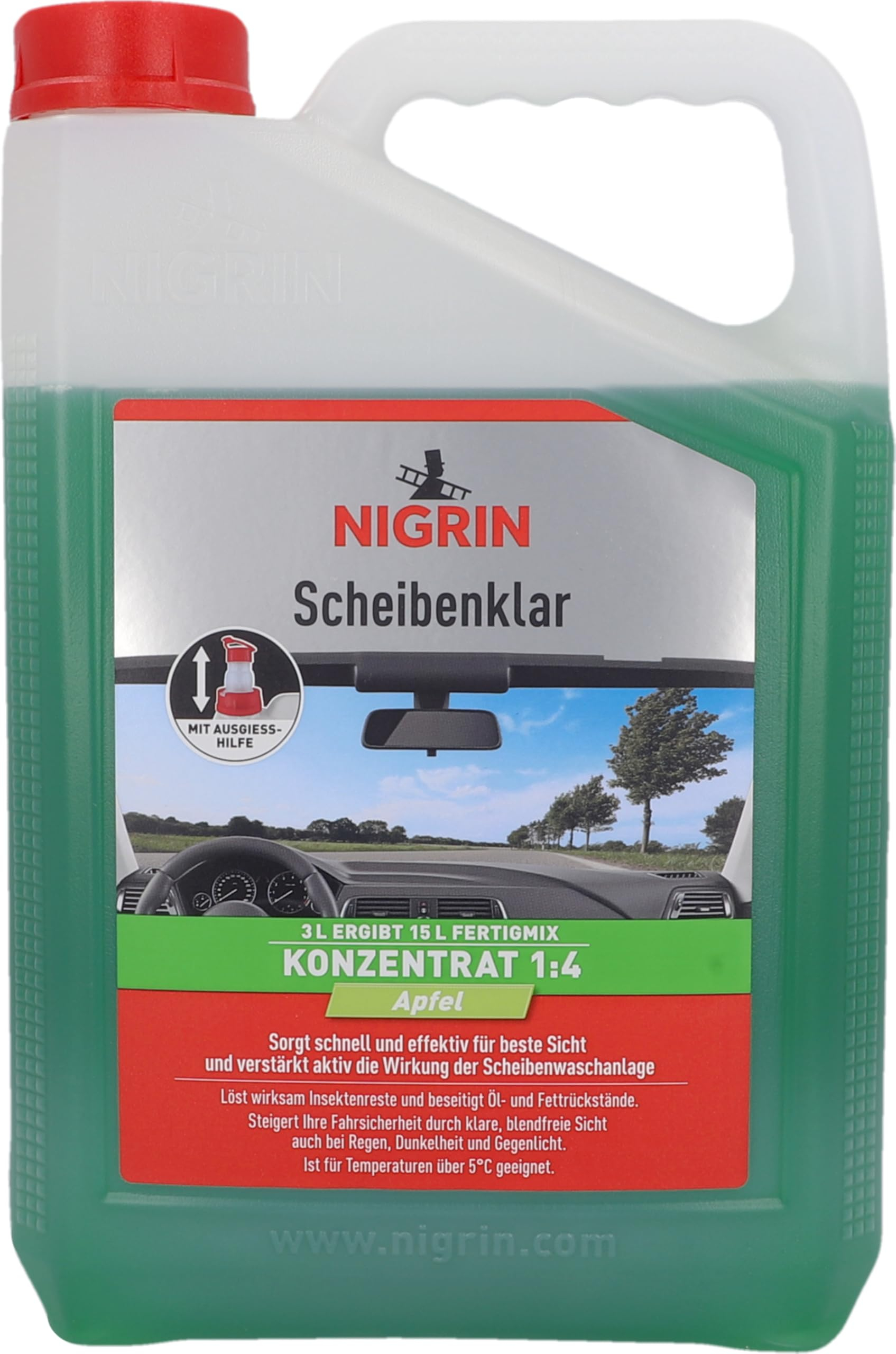 NIGRIN Scheibenklar Konzentrat 1:4 | 3 Liter –> Apfel & Zitrone für 6€ (-37%)