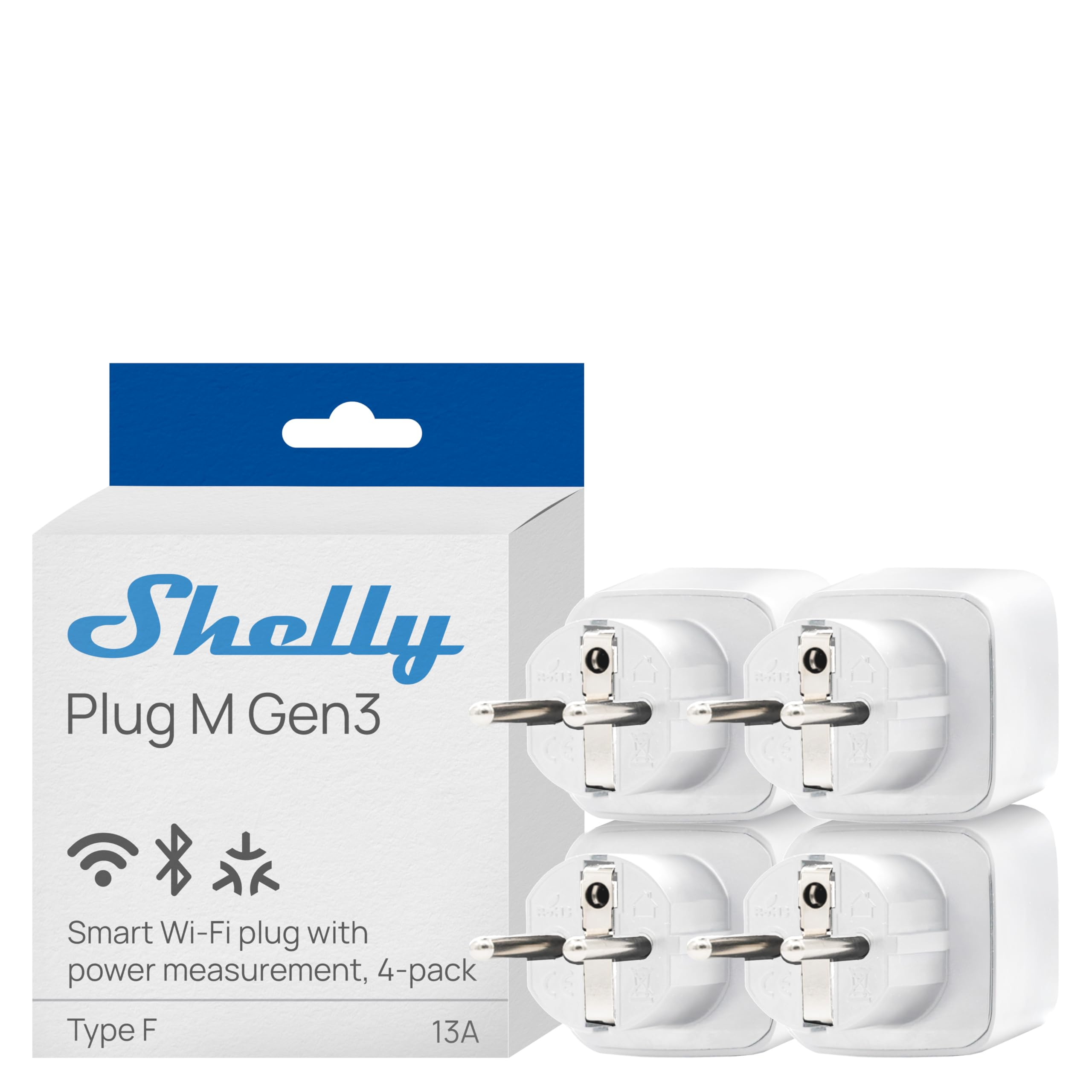 4 X Shelly Plug M Gen3 Smarte Steckdosen WLAN & Matter 3000W weiß oder schwarz für 38€ (-27%)