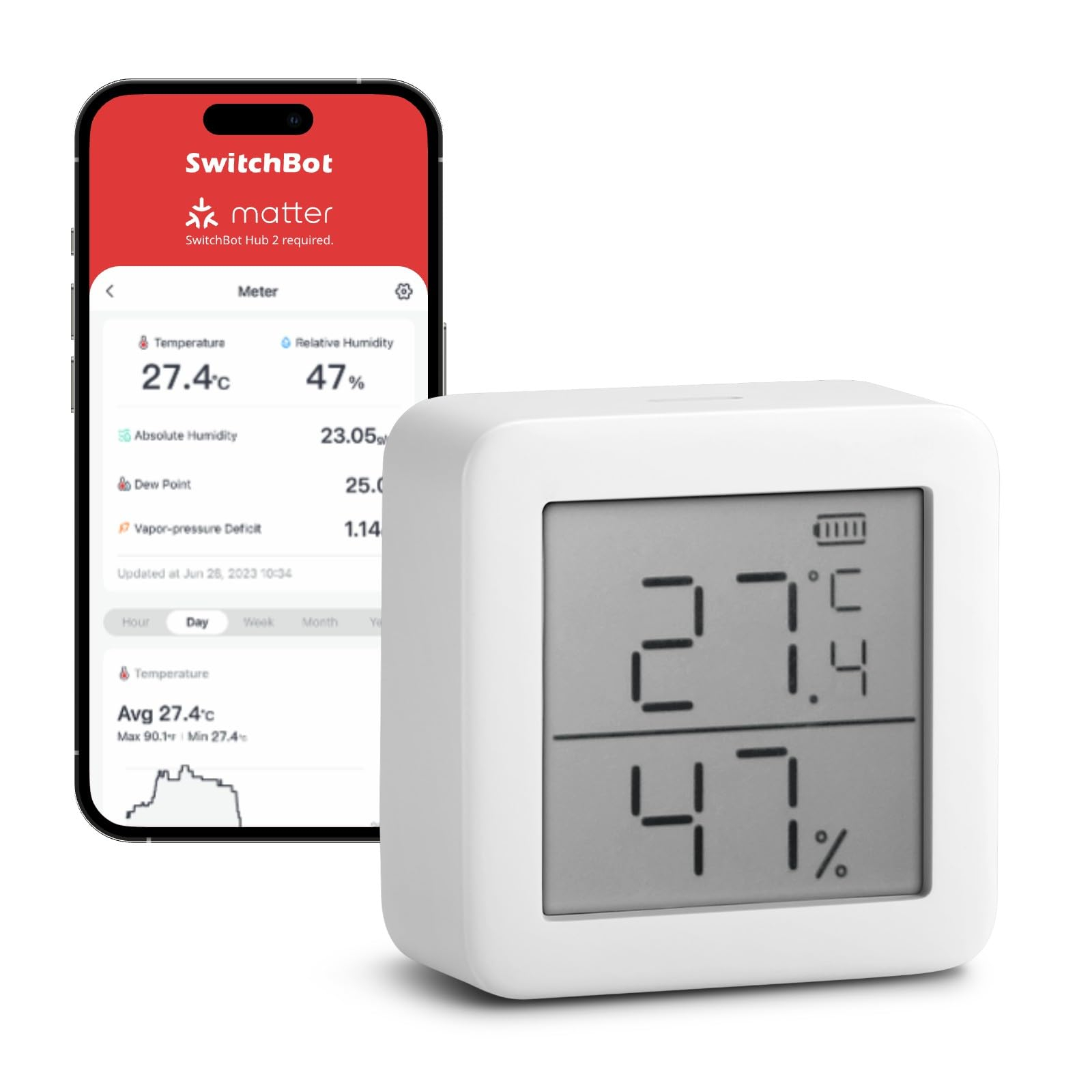 SwitchBot Meter Hygrometer-Temperaturstation Digital für 10€ (-47%)
