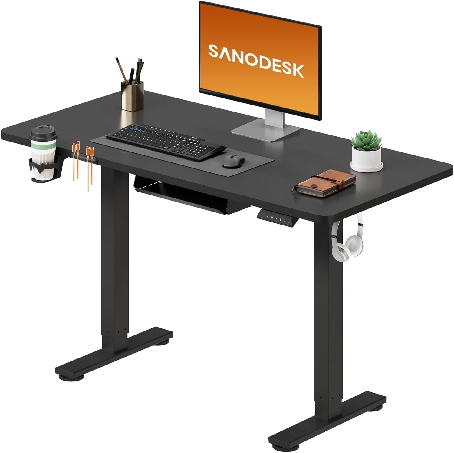 SANODESK Höhenverstellbarer Schreibtisch 110×54 cm in Schwarz oder Weiß für 66€ (-17%)