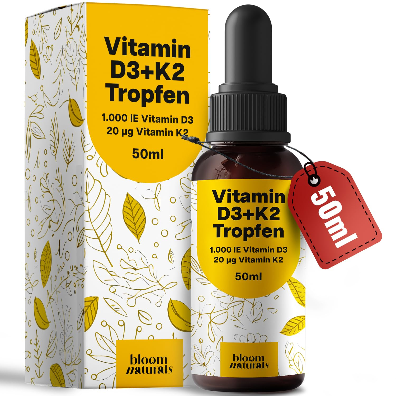 Vitamin D3 K2 Tropfen hochdosiert – 50 ml – mit 20% Coupon + Spar Abo bis 6,96€ für 7€ (-46%)