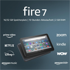 Amazon Fire 7-Tablet (2022, 7 Zoll, 32 GB, 10h Akku, Black) für 40€ (-20%)