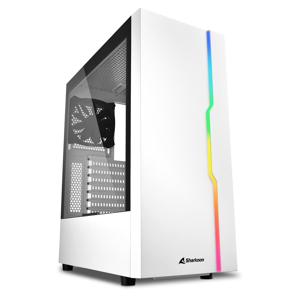 Sharkoon RGB Slider PC Gehäuse in Weiß mit Glasfenster für 35€ (-35%)