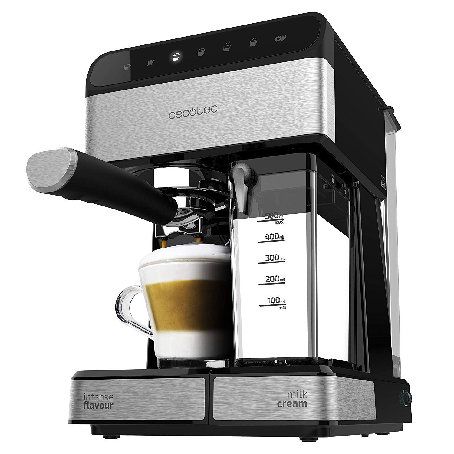 Cecotec Halbautomatische Espressomaschine Power Instant-ccino 20 Touch Serie Nera. 1350 W, 20 Bar Druck, 500ml Milch & 1,4 Liter Wassertank für 84€ (-30%)