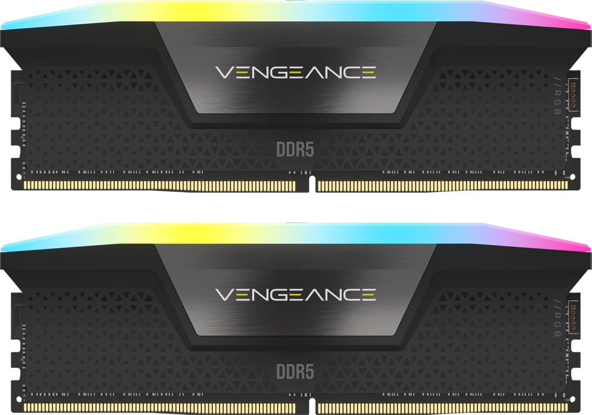Corsair Vengeance RGB schwarz UDIMM 16GB Kit, DDR5-5200, CL40-40-40-77 für 207€ (-24%)