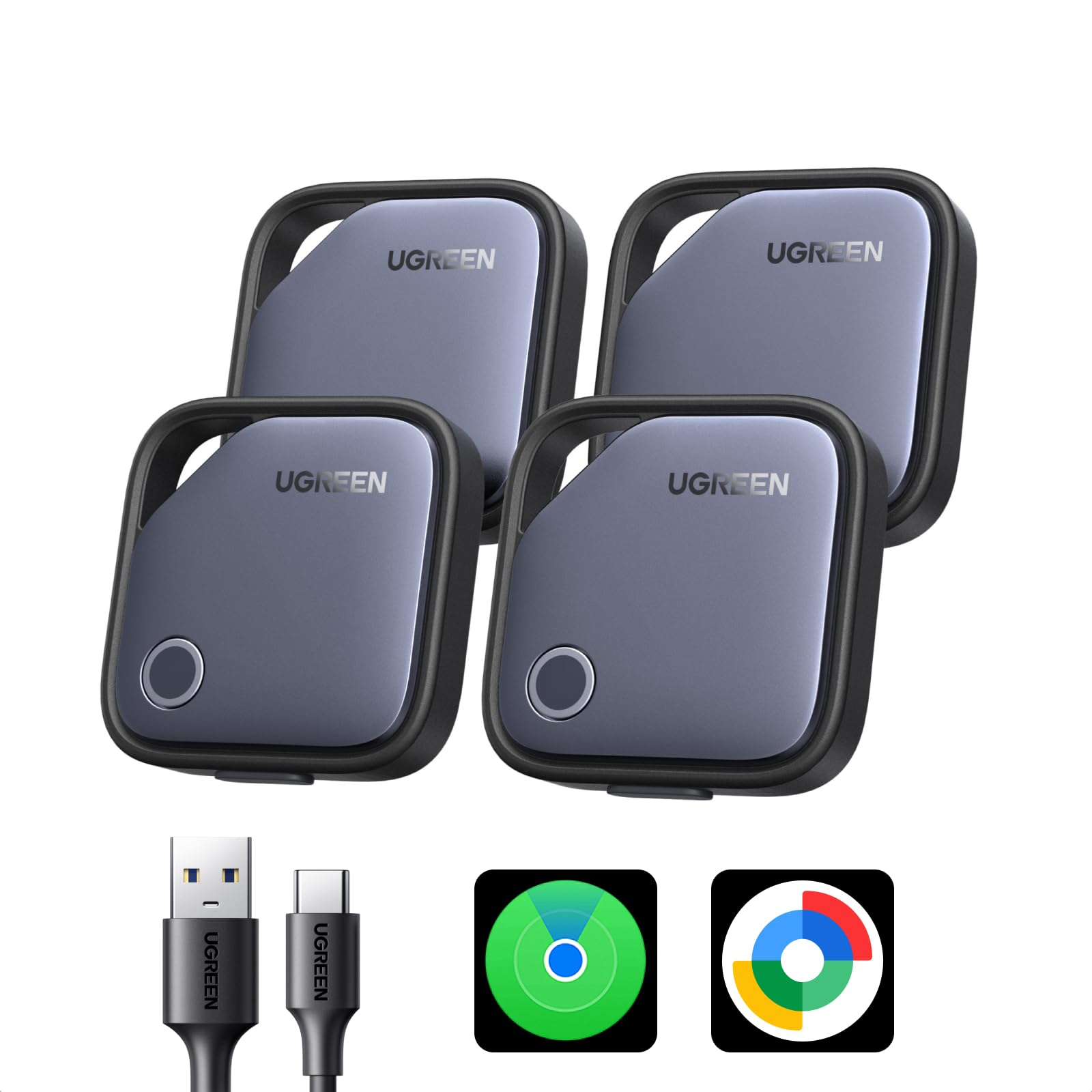 UGREEN FineTrack Duo 4er Pack für iOS oder Android, USB C aufladbarer Tracker kompatible mit Apple Find My oder Google Find Hub für 30€ (-31%)