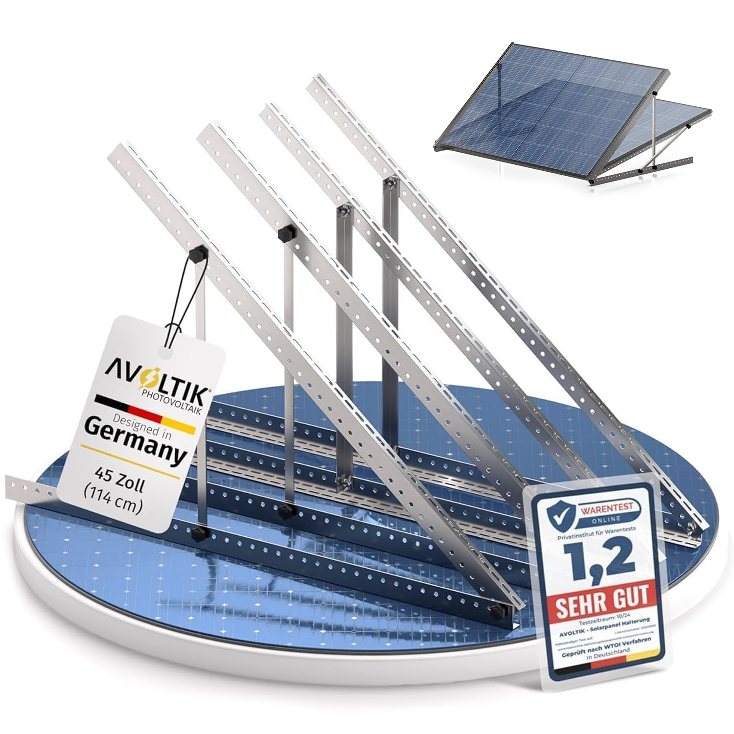 Halterung für 2 Solarpanel-Module I Verstellbar von 0-90° I Ideal für Dach, Balkon & Boden für 47€ (-21%)