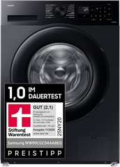 Samsung Waschmaschine 9kg (Klasse A, Ecobubble, SmartControl, Schwarz) für 479€ (-15%)