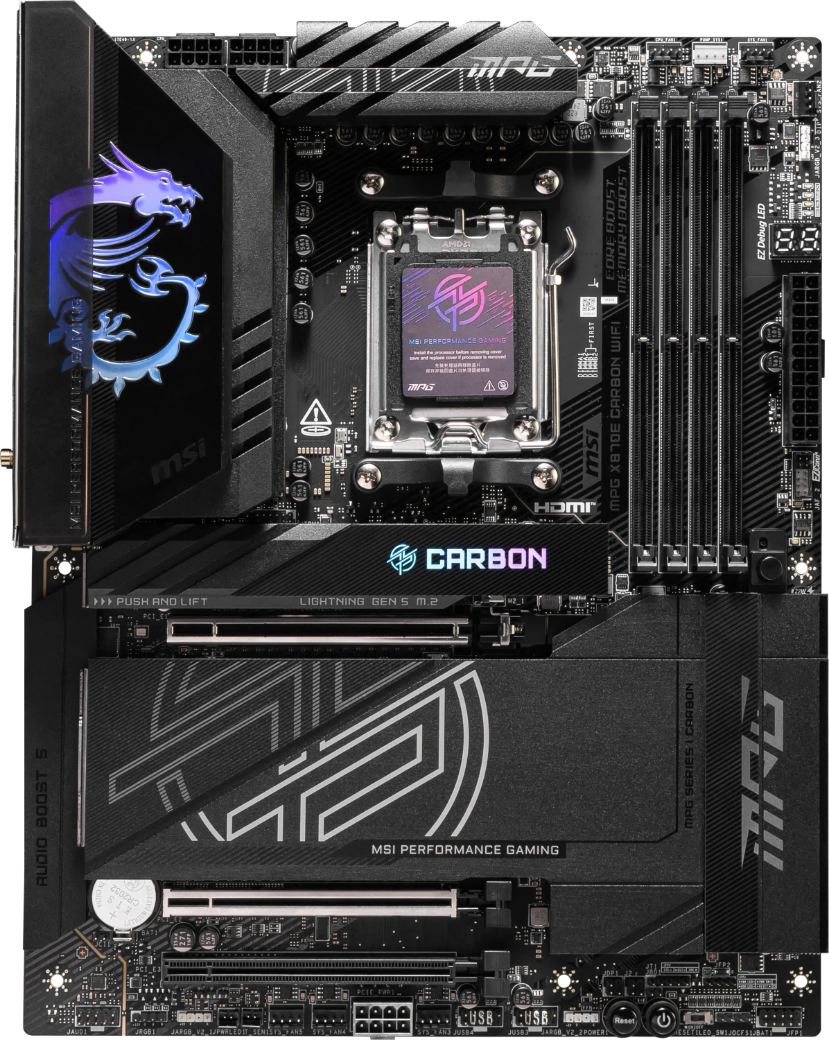 MSI MPG X870E Carbon WIFI (AMD AM5) für 410€ (-9%)