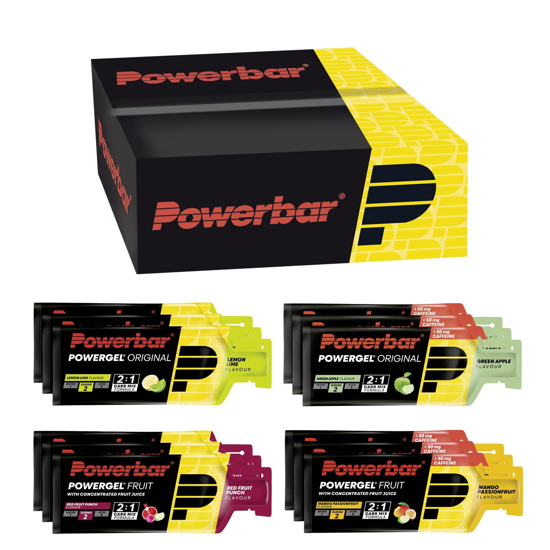 Powerbar – PowerGel Multiflavour Box – 12x41g – High Carb Energie Gele – 2:1 Kohlenhydratverhältnis – Natrium für 20€ (-23%)