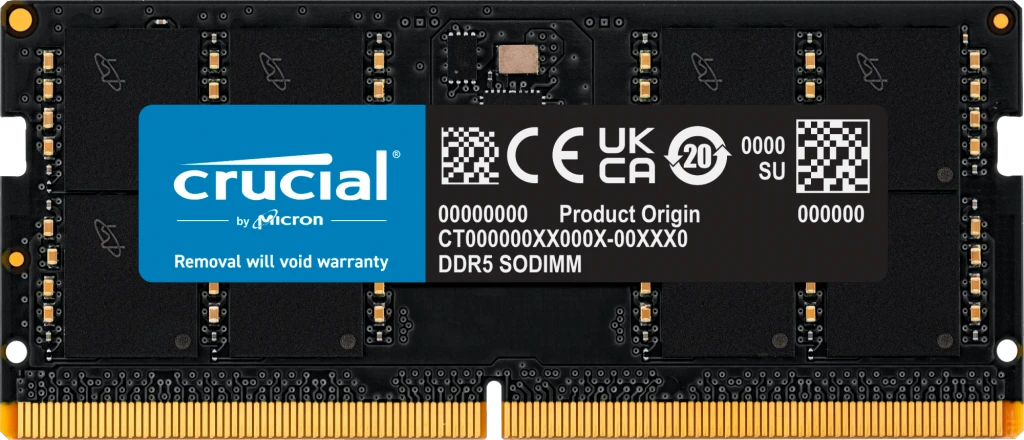Crucial SO-DIMM 32GB, DDR5-5600, CL46-45-45, 2RX8 für 276€ (-9%)