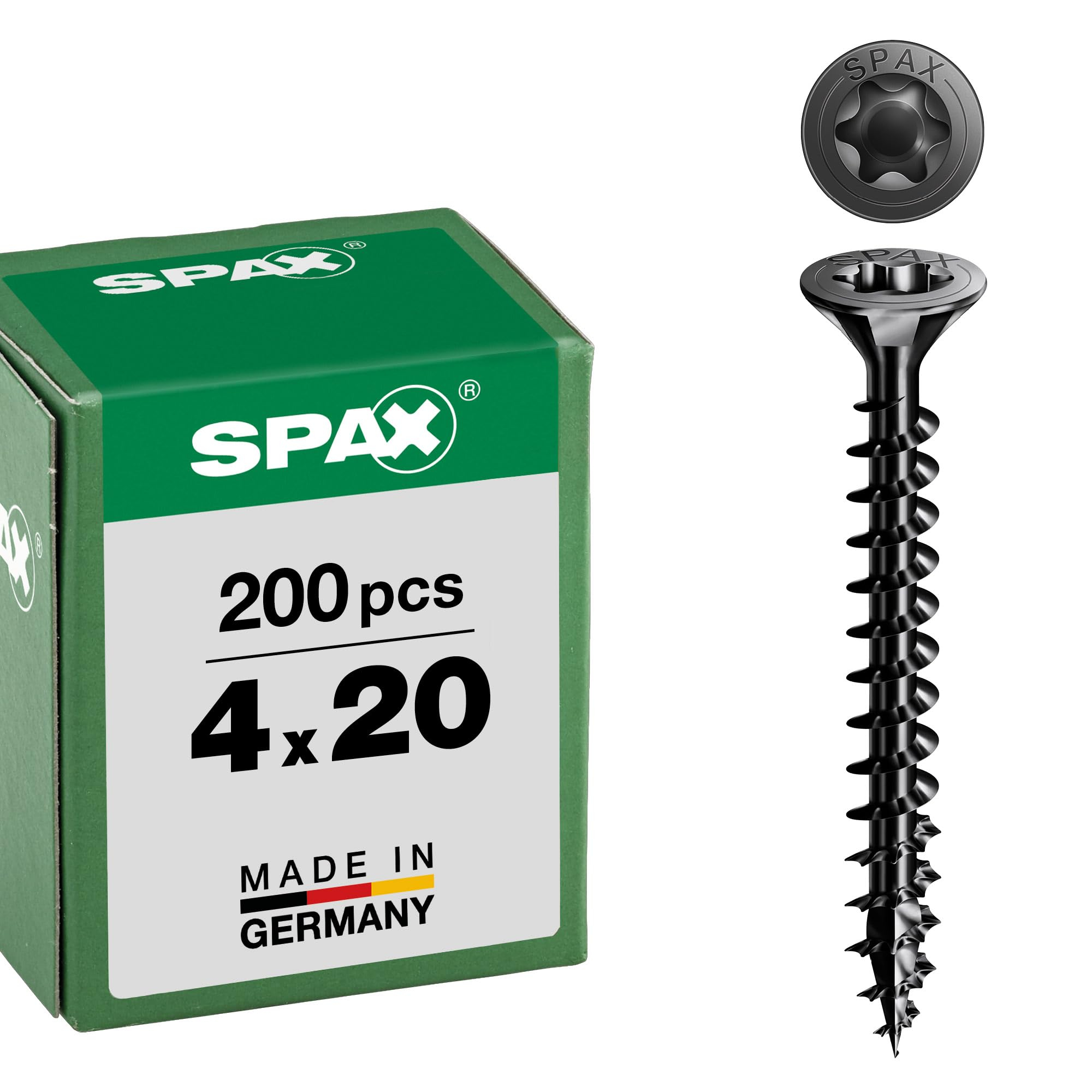[Amazon] 200er-Pack SPAX Universalschrauben (4×20 mm, Senkkopf, Schwarz, T-STAR plus, Vollgewinde) für 5€ (-30%)