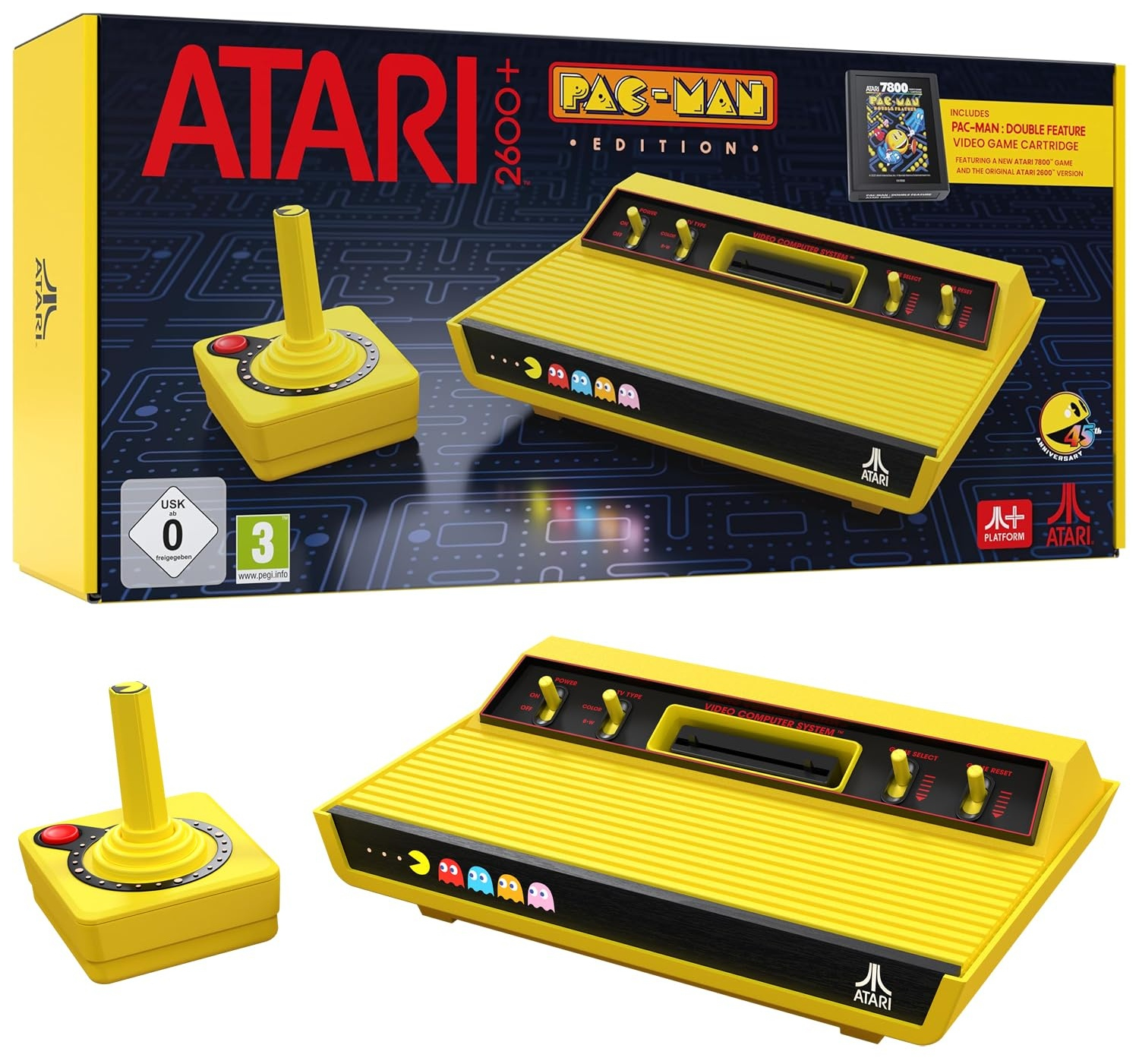Atari 2600+ Pac-Man Edition Konsole mit Wireless CX40+ Joystick & Pac-Man Double-Feature Cartridge, HDMI/USB-C | Amazon für 102€ (-22%)