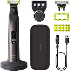 PHILIPS OneBlade Pro 360 Face & Body (Rasierer & Trimmer, 2 Klingen, Ladestation, Etui)
