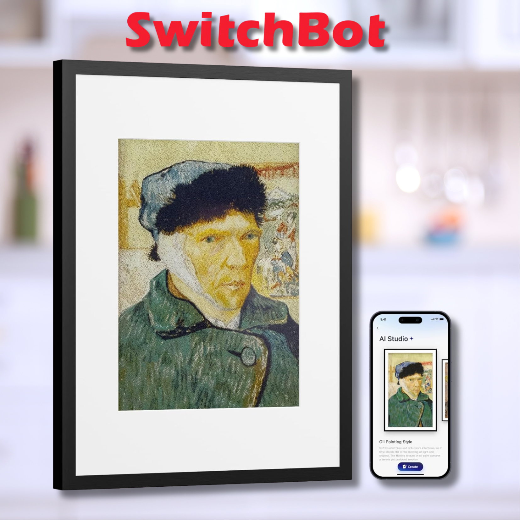 SwitchBot KI Art Frame / kabelloser digitaler Bilderrahmen | 13.3′ Zoll E-Ink Spectra 6 Display | Tisch & Wandmontage, Alexa kompatibel für 280€ (-20%)