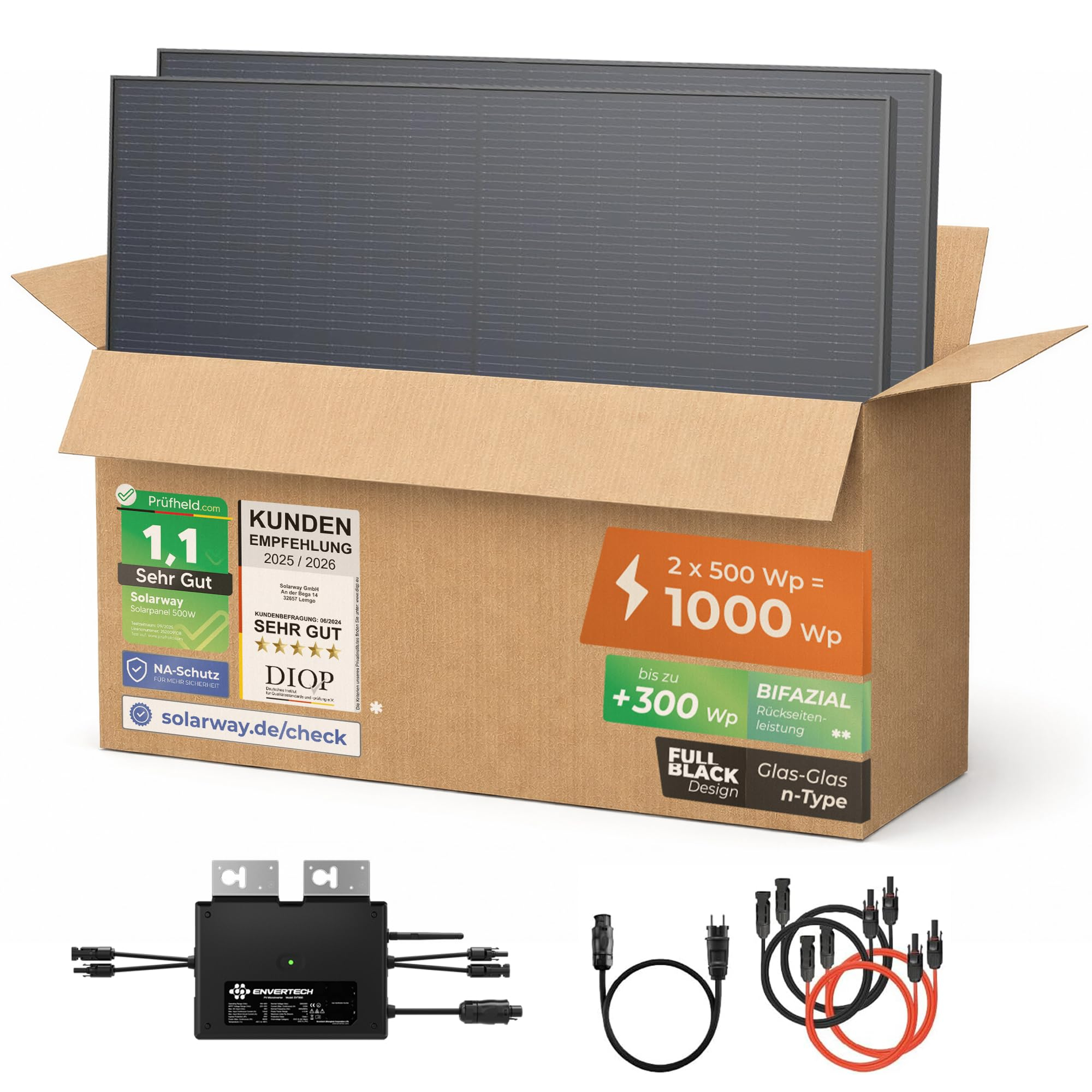 Solarway 1000W Balkonkraftwerk 800W komplett Steckdose – neuester 800 Watt Wechselrichter für 270€ (-13%)