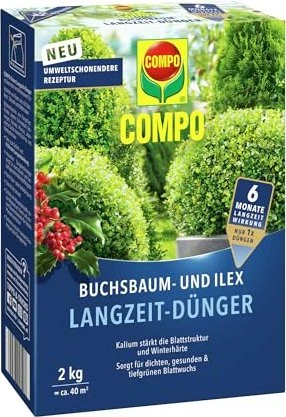 Compo Buchsbaum- und Ilex-Langzeitdünger, 2kg für 6€ (-45%)
