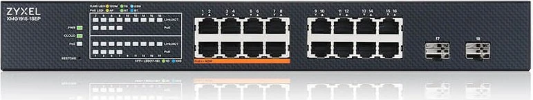 Zyxel XMG1915-18EP Rackmount 2.5G Smart Switch, 16x RJ-45, 2x SFP+, 180W PoE++ für 345€ (-9%)
