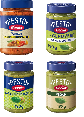 Barilla Pesto: Rustico Verdure Mediterranee | alla Genovese ohne Knoblauch | Basilico e Pistacchio | Basilico Vegan | +sparabo für 2€ (-27%)