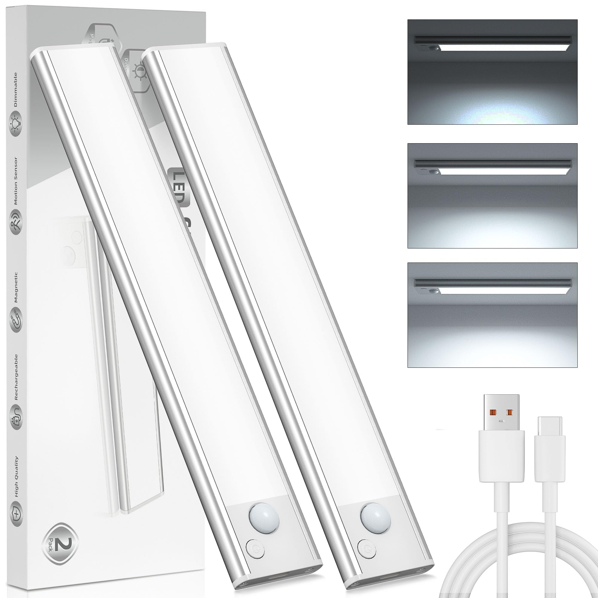 2x Schrankbeleuchtung Unterbauleuchte Küche LED Lampe – 20cm Bewegungsmelder/ Dimmbar für 9€ (-47%)