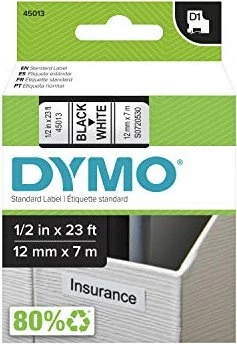Dymo D1 Beschriftungsband, 12mm, schwarz/weiß für 8€ (-12%)