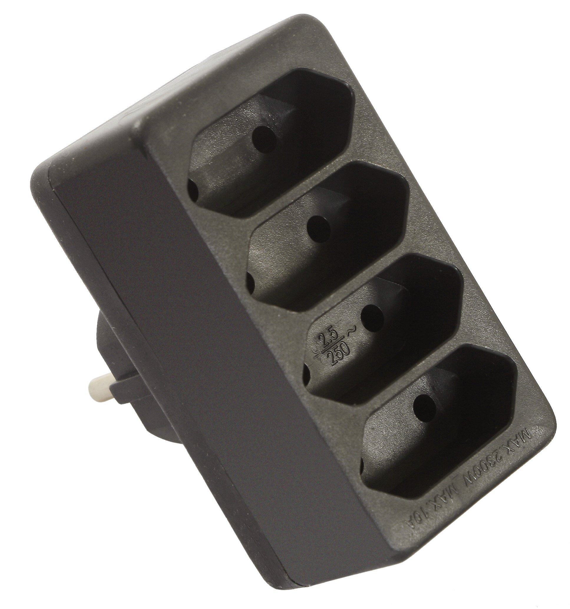 as – Schwabe 4-Fach Eurostecker Schwarz 230V 16A – Schuko-/Euroadapter – Mehrfachsteckdose – Erhöhter Berührungsschutz 48412 für 2€ (-35%)