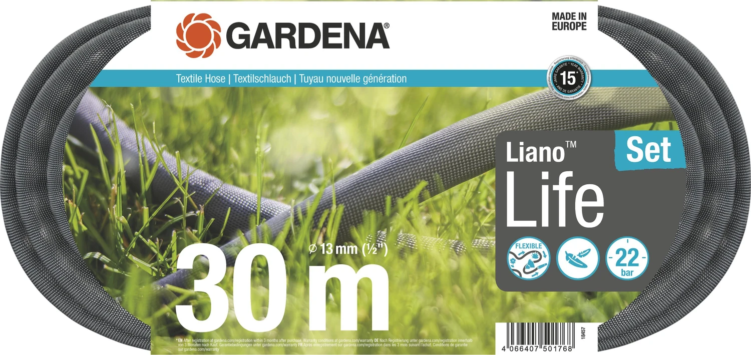 Gardena Textilschlauch Liano Life Schlauchset 13mm, 30m für 47€ (-11%)