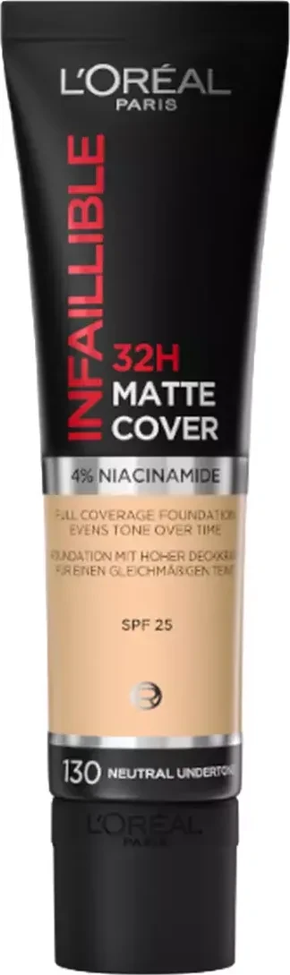 L’Oréal Infaillible 32H Matte Cover Foundation 130 neutral undertone LSF25, 30ml für 11€ (-19%)