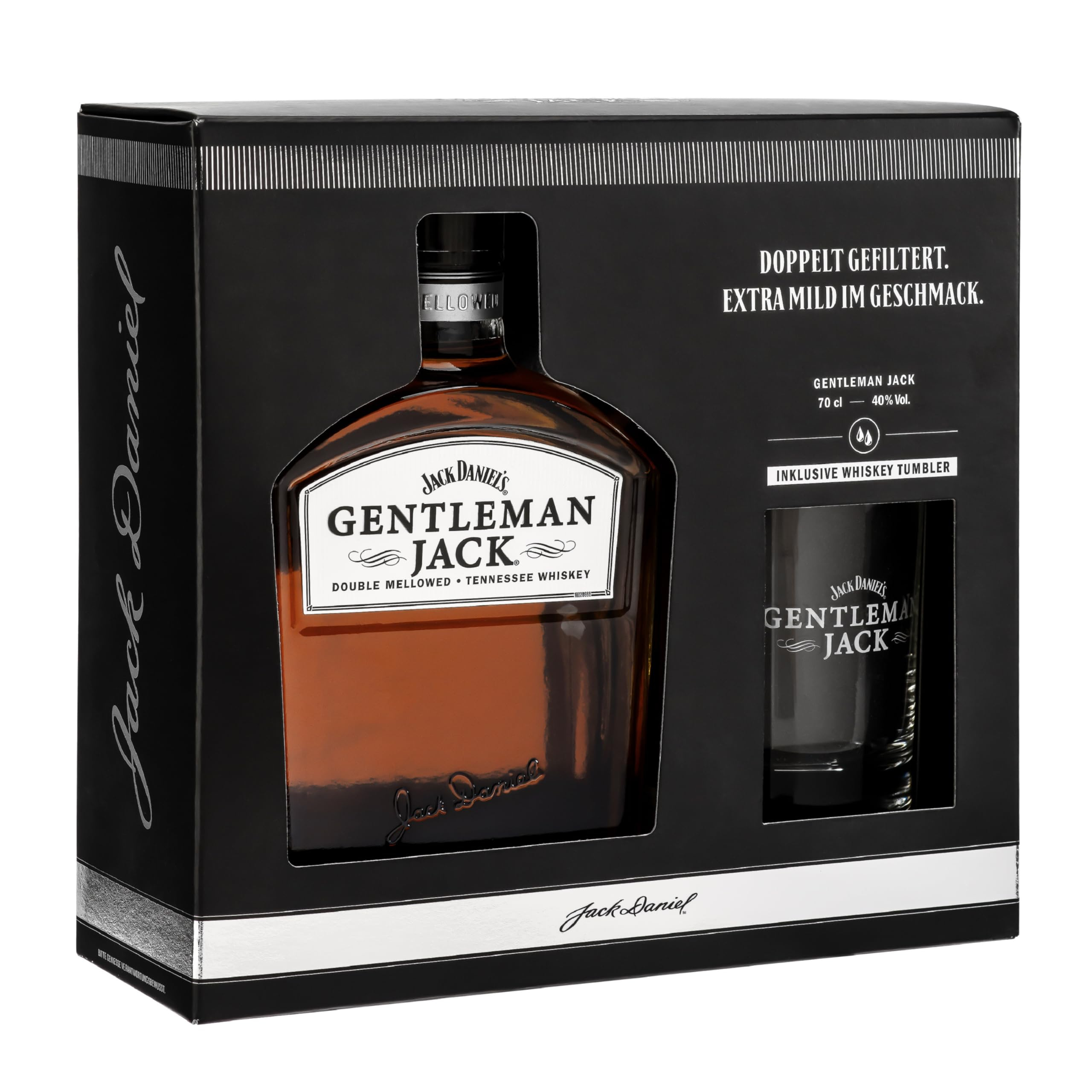 Jack Daniel’s Gentleman Jack Tennessee Whiskey -‎ Geschenkset mit Whiskey Tumbler – 0.7L Glas jacky Amazon für 23€ (-30%)