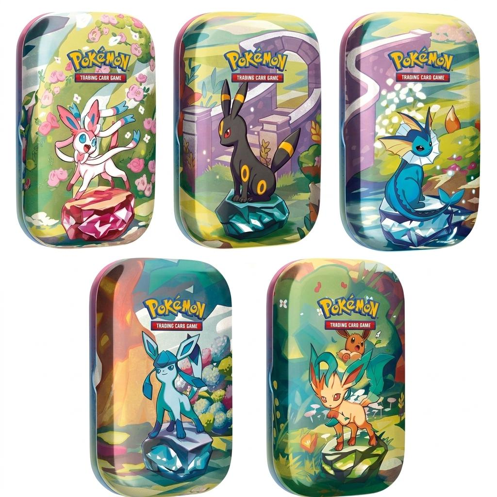 Pokemon Mini-Tin-Boxen Sammeldeal Prismatische Entwicklungen Feelinara, Aquana, Glaziola, Nachtara & Folipurba (Einladungen)
