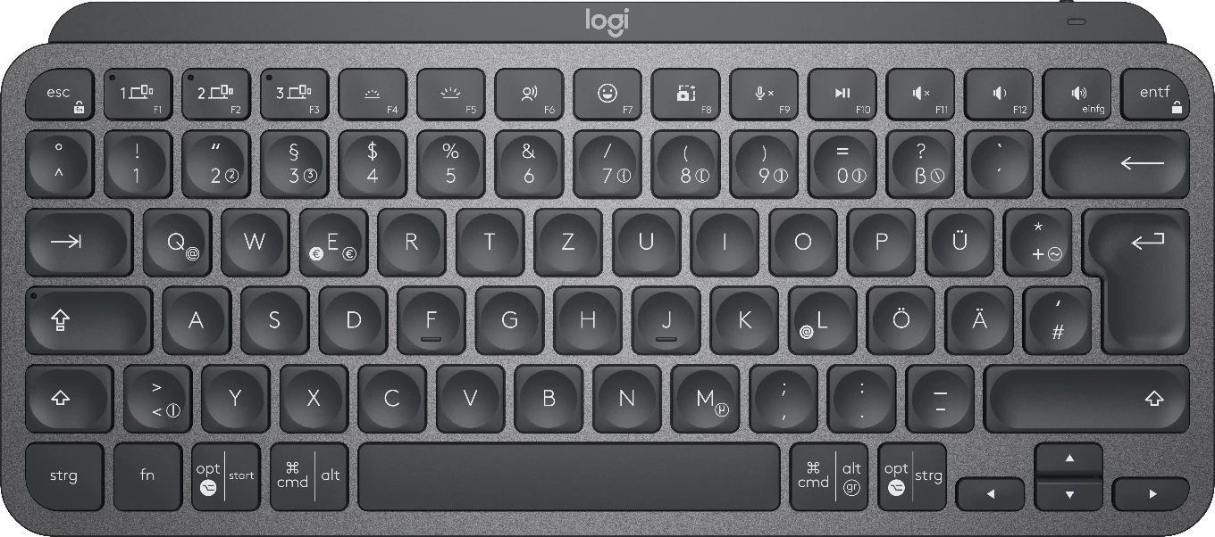 Logitech MX Keys Mini, LEDs weiß, Logi Bolt, Graphite, schwarz, USB/Bluetooth, DE für 59€ (-18%)
