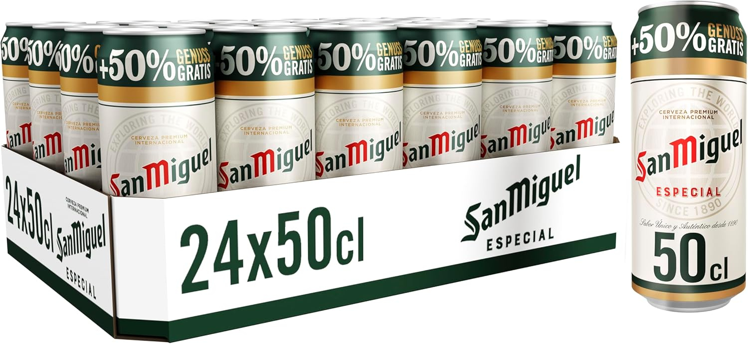 San Miguel Especial Dose Overfill (24 x 0.5 l) 14,24€/ San Miguel Especial Dose 24 x 0.33 EINWEG 11,69€ Spar-Abo für 14€ (-38%)