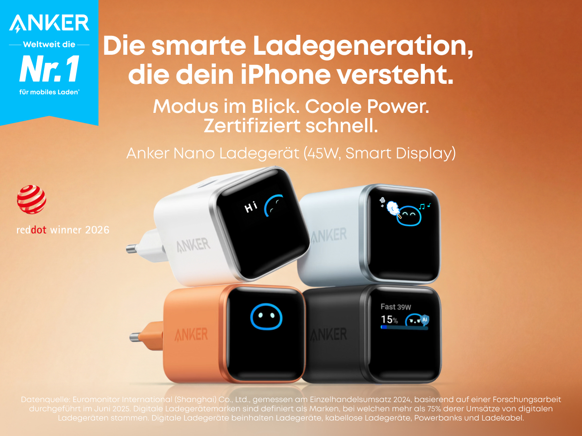 Anker 45W GaN Ladegerät mit intelligentem Display, automatischer iPhone-Erkennung & Schonmodus | Amazon für 30€ (-25%)