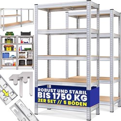 Monzana 2er-Set Schwerlastregal (2x 180x90x40 cm, 5 Böden, bis 875 kg je Regal)